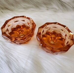 Vintage Indiana Glass Co. • Pair Candle Holders